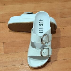 Justice Cream Sandals with Double Buckles